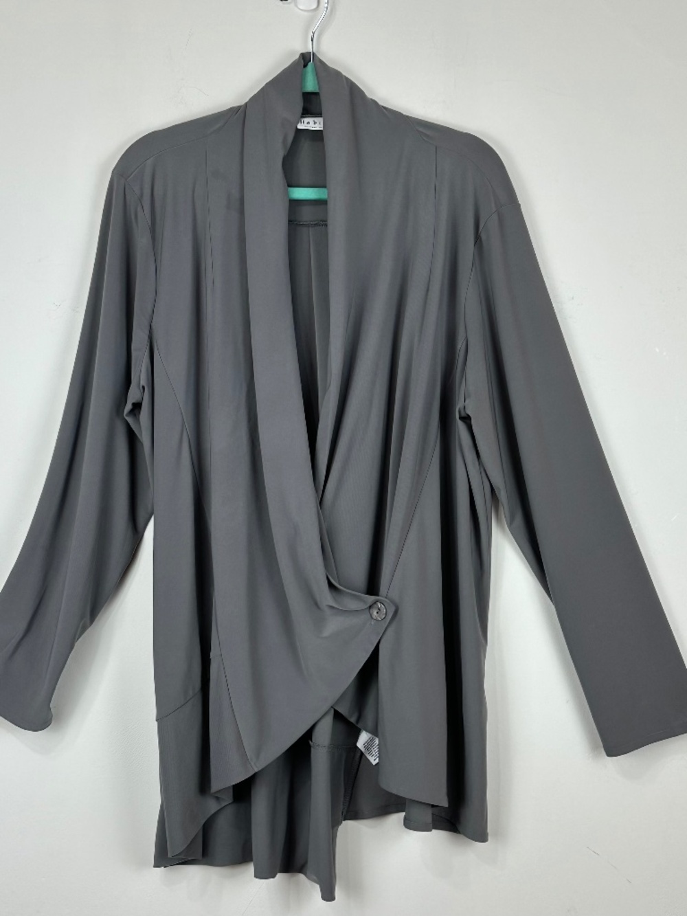 Habitat Womens Gray Asymmetrical Wrap Style Cardigan L Boho Lagenlook